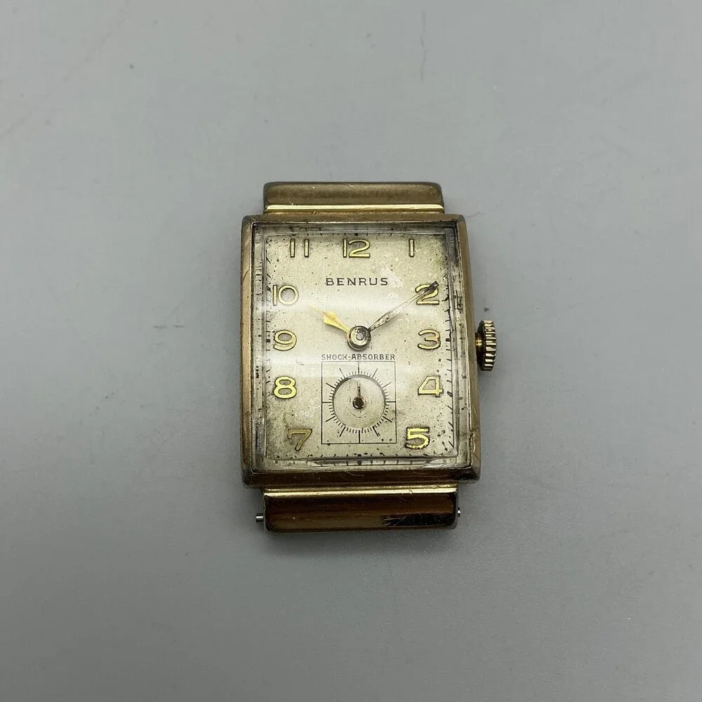 Vintage Benrus Men Watch 21mm Silver Gold Tone Manual Wind For Parts Not Running